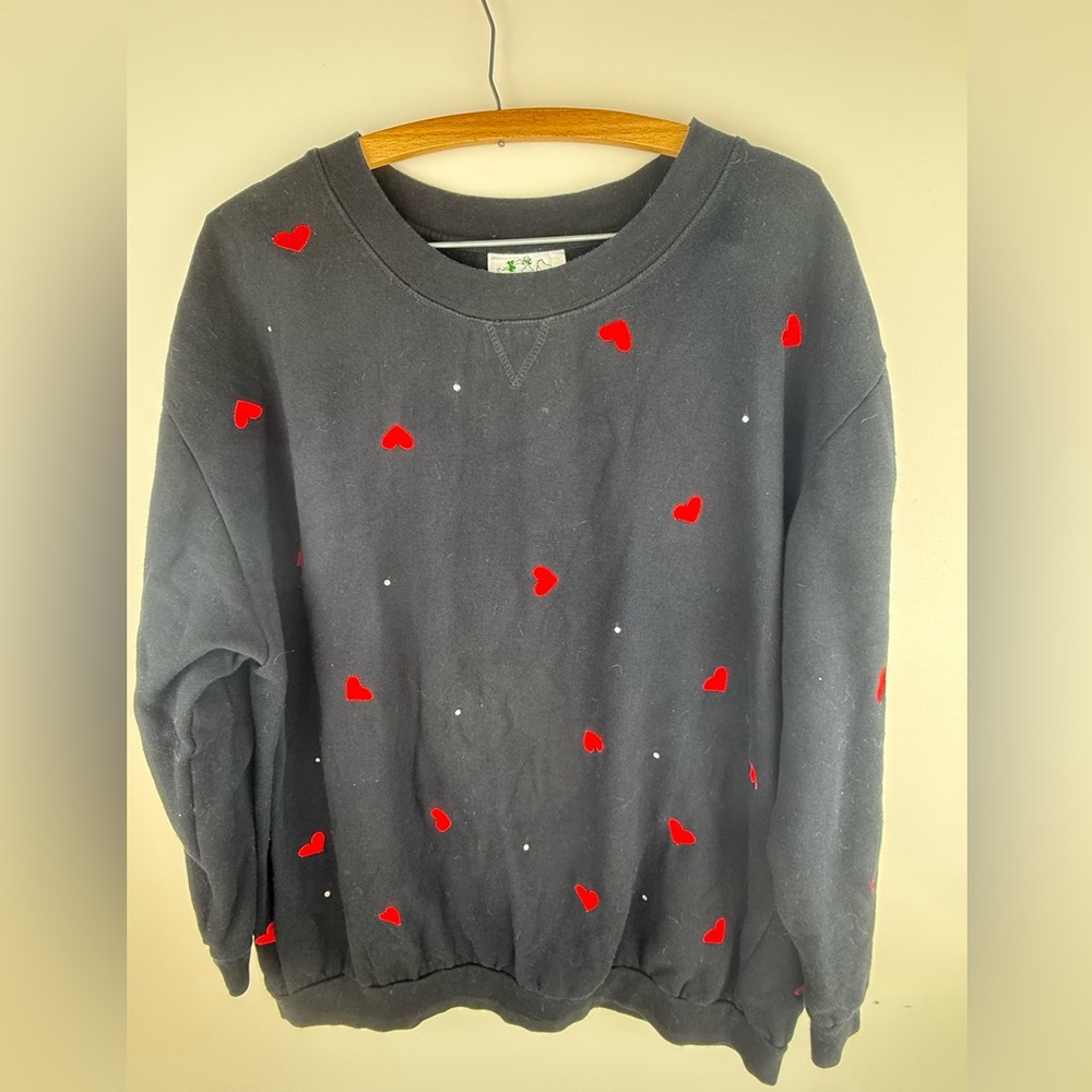 Vintage 100% Cotton Embroidered Heart Sweatshirt